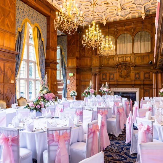 Tables set up in great hall
