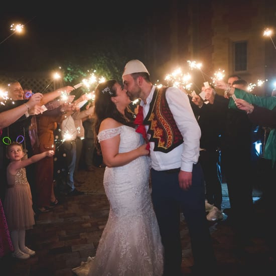 bride and groom sparklers